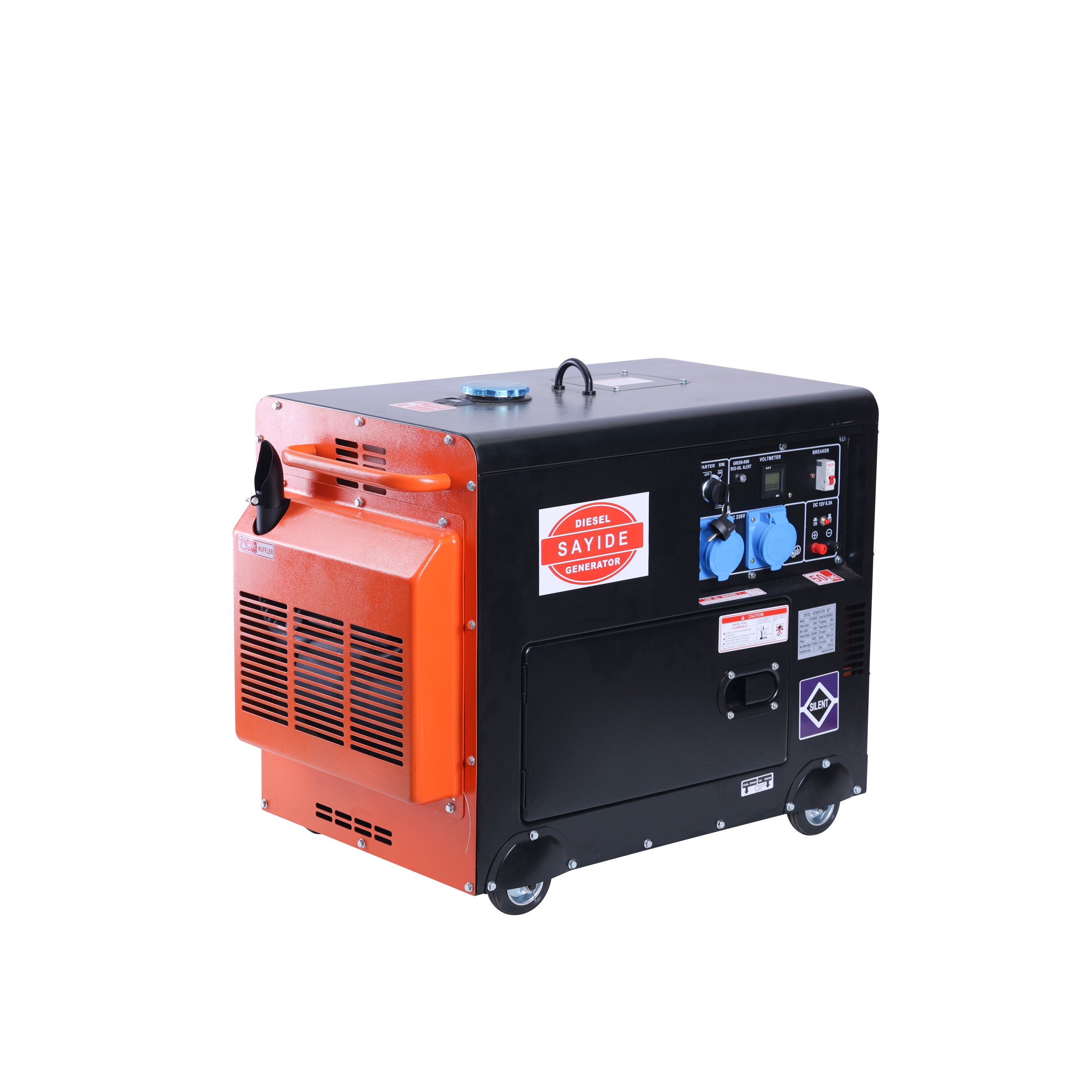 Generator set-Single cylinder silent diesel generator 5-10KW orange black basic model